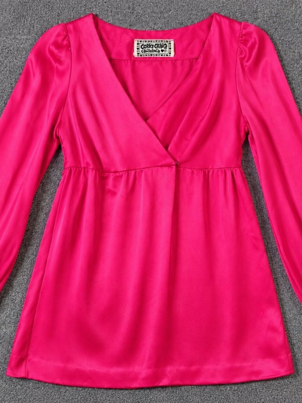 Vintage Corky Craig Pink Satin-Look Micro Mini Dress 60s 70s Mod